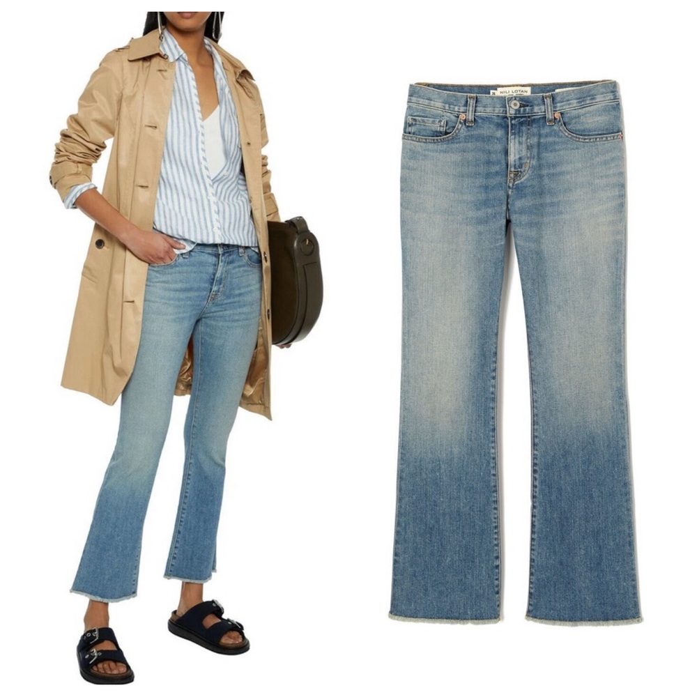 Nili Lotan Vianca Flare Leg Raw Hem Jeans in Venice Wash